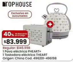 Coto Origen - 1 pava eléctrica pheart+ 1 tostadora eléctrica theart oferta