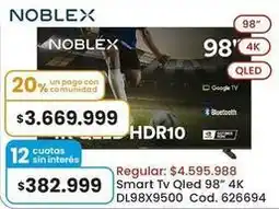 Coto Noblex - smart tv qled 98 4k dl98x9500 oferta
