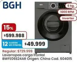Coto Bgh - lavarropas carga frontal bwfe06s24ar oferta