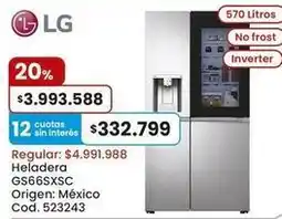 Coto Lg - heladera gs66sxsc oferta