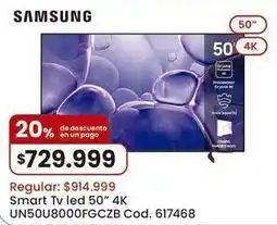 Coto Samsung - smart tv led 50 4k un50u8000gfczb oferta
