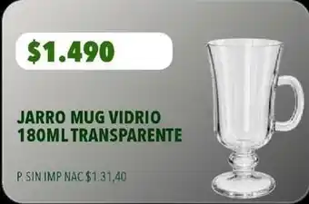 Jarro mug vidrio 180ml transparente