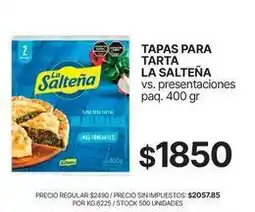 Supermercados Vea La salteña - tapas para tarta oferta