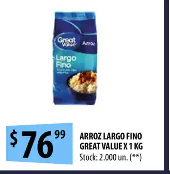 Punto Mayorista Great Value Arroz Largo Fino x 1kg oferta