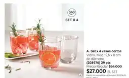 Avon Set x 4 vasos cortos oferta