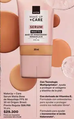 Avon Avon - makeup + care serum matte base de maquillaje fps 30 oferta