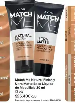 Avon Avon - match me natural finish y ultra matte base líquida de maquillaje oferta