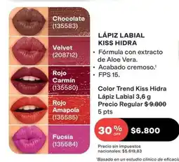 Avon Velvet - lápiz labial kiss hidra oferta