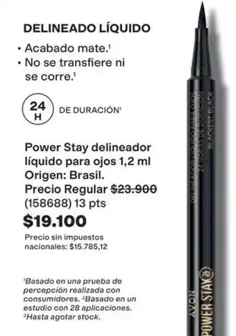 Avon - power stay delineador líquido para ojos 1,2 ml (158688)