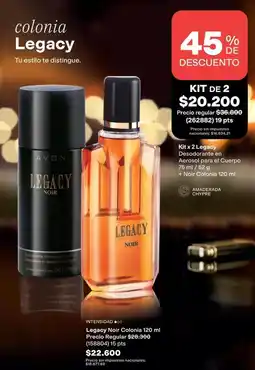 Avon Avon - legacy noir colonia 120 ml + desodorante en aerosol para el cuerpo 75 ml + 52 g oferta