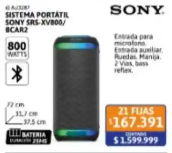 Sony sistema portátil sony srs-xv800/bcar2