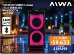 Cetrogar Aiwa torre de sonido true wireless bluetooth oferta