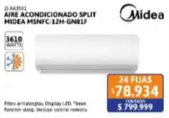 Midea aire acondicionado split midea msnfC-12h-gn81f