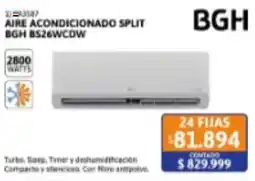 Cetrogar Bgh aire acondicionado split bgH bs26wcdw oferta