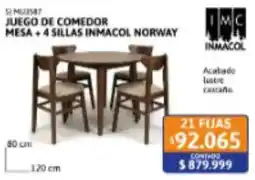 Cetrogar Inmacol juego de comedor mesa + 4 sillas inmacol norway oferta