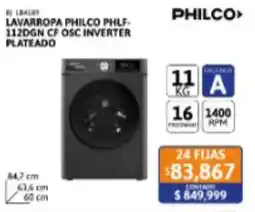 Cetrogar Philco lavarropa phlf-112dgn cf osc inverter plateado oferta