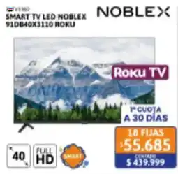 Cetrogar Noblex smart tv led 91db40x3110 roku oferta
