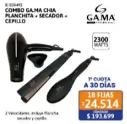 Cetrogar Gama combo gama chia planchita + secador + cepillo oferta