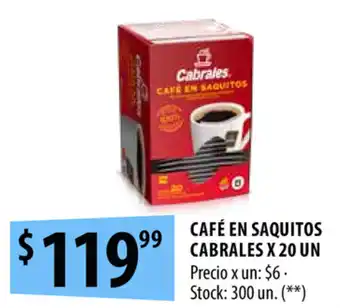 Punto Mayorista Cabrales Café en Saquitos x 20un oferta