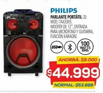 Casa del Audio Parlante bluetooth philips tax3305.bluetooth.12 oferta