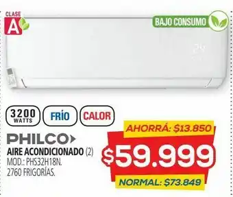 Casa del Audio Aire acondicionado philco.phs32ha4-3an.3300wts. oferta