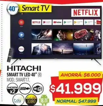 Smart tv led 40" hitachi le smtv/17