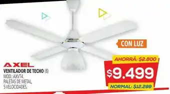 Ventilador de techo axel axvt4.chapa c-luz.5v.bla