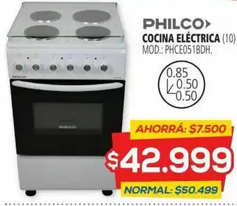 Casa del Audio Cocina eléctrica philco phce051bdh.50cm.bl.tapa oferta