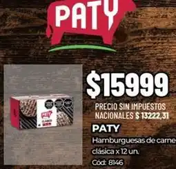 Diarco Paty - hamburguesas de carne clásica x 12 un oferta
