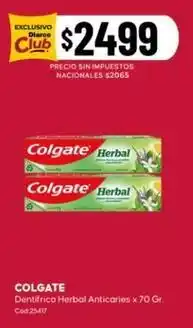 Diarco Colgate - dentífrico herbal anticaries x 70 gr oferta