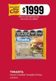Diarco Tonadita - tonadita queso cheddar 8 fetas cod:28255 oferta