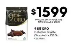 Diarco 9 de oro galletitas brigitte chocolate x 160 gr. cod.33504 oferta