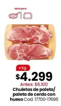 Coto Ideal - chuletas de paleta/paleta de cerdo con hueso cod: 17700-17696 oferta