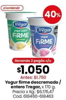 Coto Tregar - yogur firme descremado / entero oferta