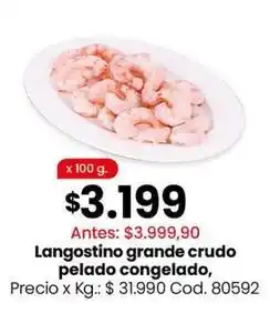 Coto Langostino grande crudo pelado congelado, cod. 80592 oferta