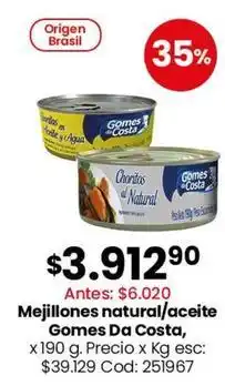 Gomes da costa - mejillones natural/aceite