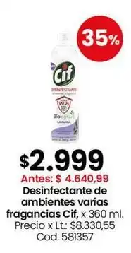 Coto Cif - desinfectante de ambientes varias fragancias, x 360 ml. cod. 581357 oferta