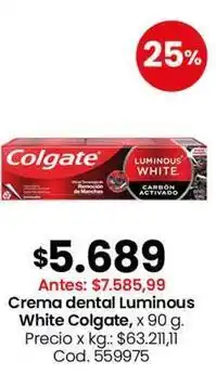 Coto Colgate - crema dental luminous white oferta