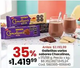 Coto Chocolinas - galletitas varios sabores choccolinas oferta