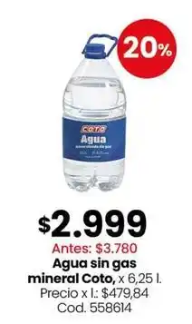 Coto Coto - agua mineral sin gas oferta