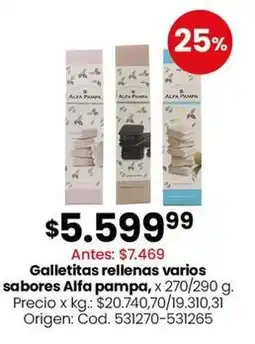 Coto Pampa - galletitas rellenas varios sabores oferta