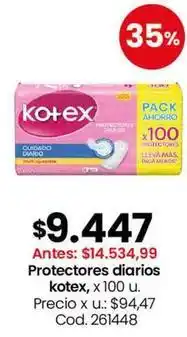 Coto Kotex - protectores diarios, x 100 u oferta