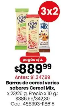 Coto Barras de cereal varios sabores oferta