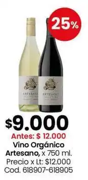 Coto Vino orgánico artesano, x 750 ml. cod. 618907-618905 oferta