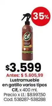 Coto Cif - lustramueble en gatillo varios tipos, x 400 ml oferta