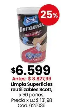Coto Scott - limpia superficies reutilizables , x 50 paños. cod. 625036 oferta