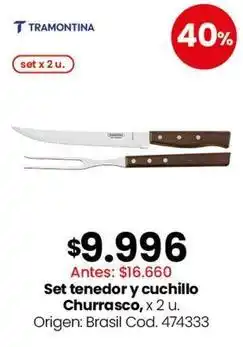 Tramontina - set tenedor y cuchillo churrasco