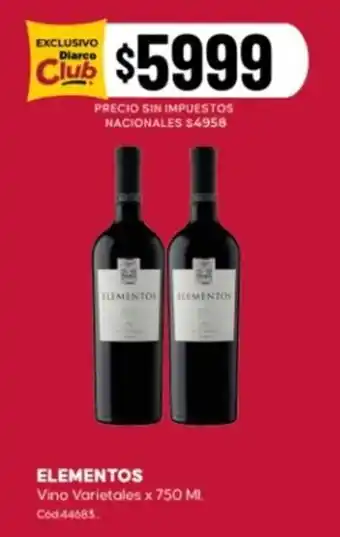 Diarco Elementos vino varietales oferta