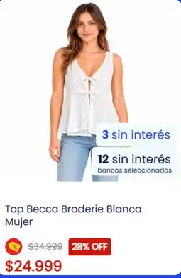 Coppel Becca top broderie blanca mujer oferta