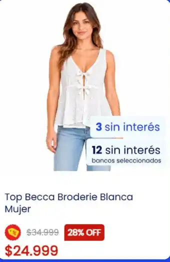 Becca top broderie blanca mujer